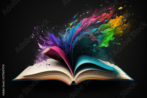 Open book Spreading colors. Generative AI.