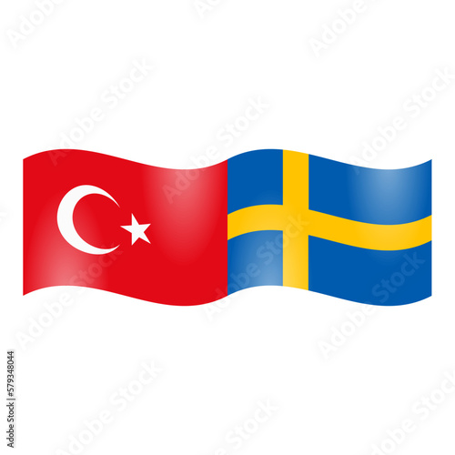 National flags of Turkiye and Sweden