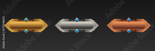 Abstract gold, silver and bronze game gui buttons