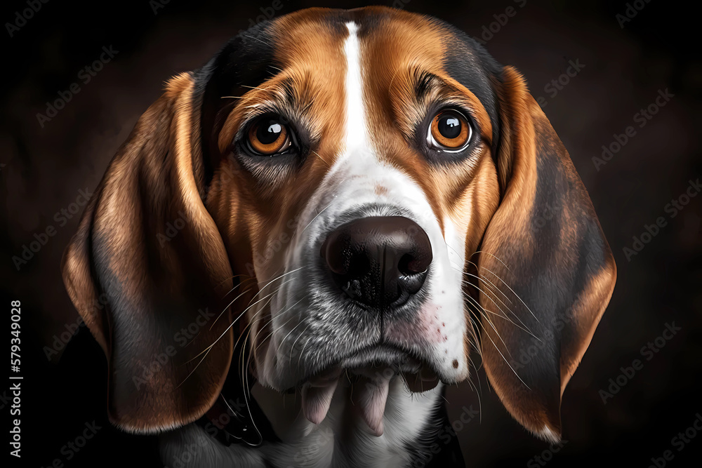 Beagle dog portrait. Generative ai design.
