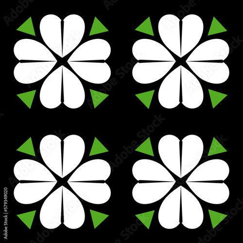 White flowers,heart seamless pattern on black background. Concept wallpaper,textiles for your business. © varisa