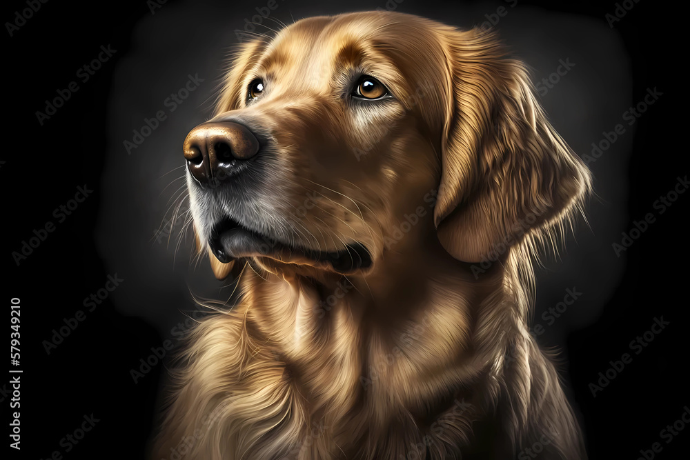 Golden retriver dog portrait. Generative ai design.