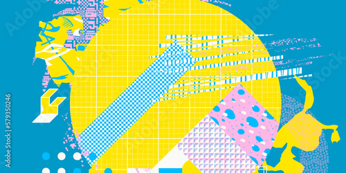 Contemporary digital collage art. Modern trippy design. Creative abstraction background