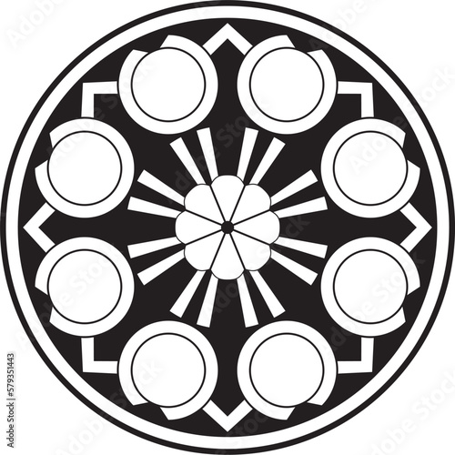 Vector monochrome black round turkish ornament. Endless ottoman national circle.