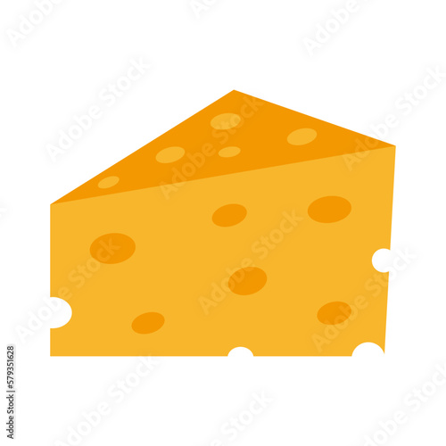 Cheese piece. The big piece of cheese. Cartoon style. Cheese with holes. Vector