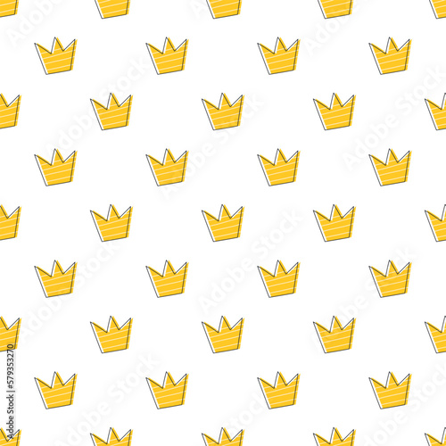 Crown seamless pattern. Hand drawn princess pattern, vector background