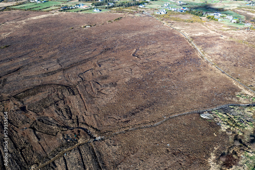 Aerial view of peatbog at Gortahork in County Donegal, Republic of Ireland photo