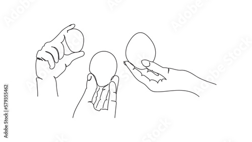 Continuous one line drawing of hands holding Easter egg. Vector illustration.