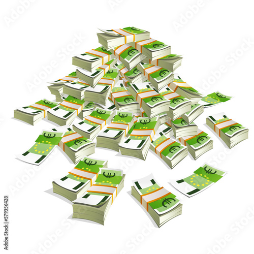 Money isolated on white background. Packing in bundles of banknotes. One hundred euro banknote.
