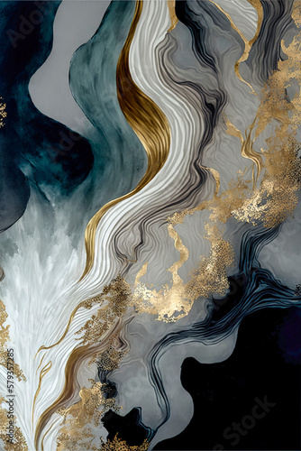 Marble, ink, paint, abstraction. Close-up image. Colorful abstract painting background. Oil paint with a high textured texture. Art to print. Printable artwork Generative AI