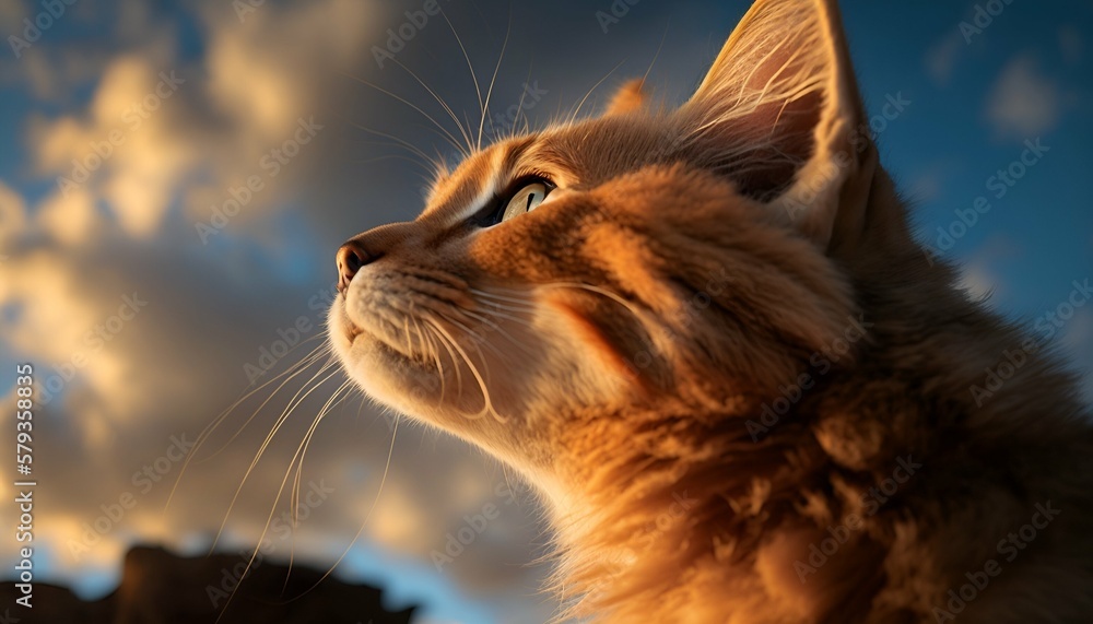 close-up portrait of a cat. AI generated