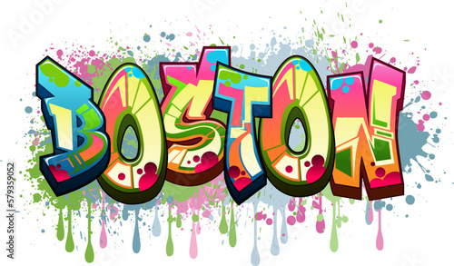 Graffiti Styled Vector Graphics Design - Boston photo