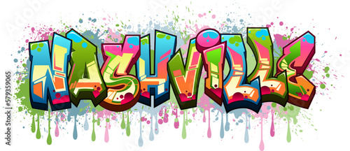 Graffiti Styled Vector Graphics Design - Nashville
