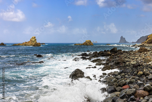 Los Galiones rocks near Roque de Las Bodegas beach in the area of Taganana, Tenerife Island, Spain photo