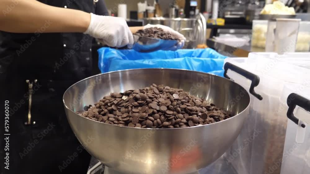 Dark chocolate chips close up. confectionery. Dark chocolate chips close up. confectionery.