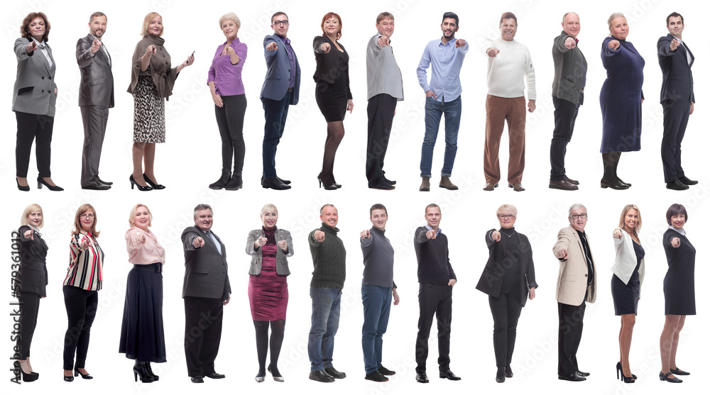 group of business people showing finger at camera group of business people showing finger at camera