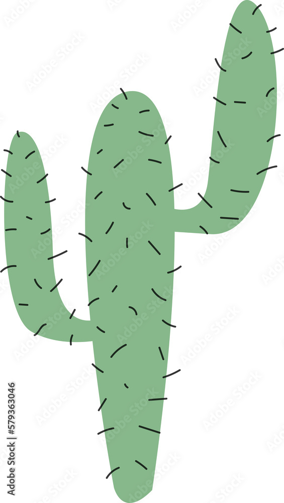 Naklejka premium Cactus Illustration Decoration Elements In Cartoon Style