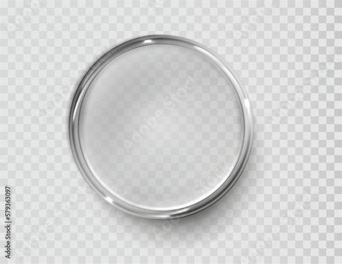 Empty petri dish isolated isolated on transparent. Transparent chemistry glassware, round displays.