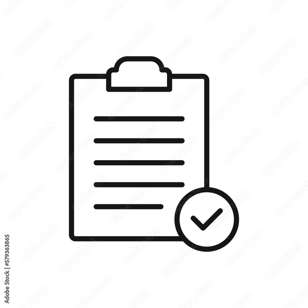 Editable Icon of Approve Clipboard, Vector illustration isolated on white background. using for Presentation, website or mobile app Editable Icon of Approve Clipboard, Vector illustration isolated on white background. using for Presentation, website or mobile app