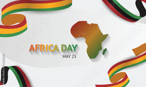 May 25 Postcard for Africa Day with a map in bright colors