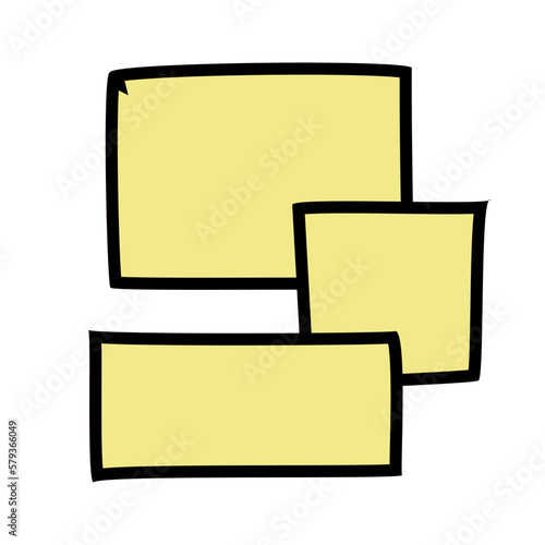 Pale yellow sticky notes in cartoon style. Vector icon