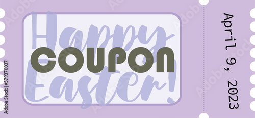 Easter ticket coupon decorations purple lilac spring online commerce online store event invitation easter 2024