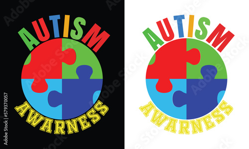 Autism Awareness Day T-Shirt Design, Awesome Autism's day t shirt design, World Autism Awareness Day T-shirt Design, typography t-shirt, Vector and Illustration Elements For Printable Products