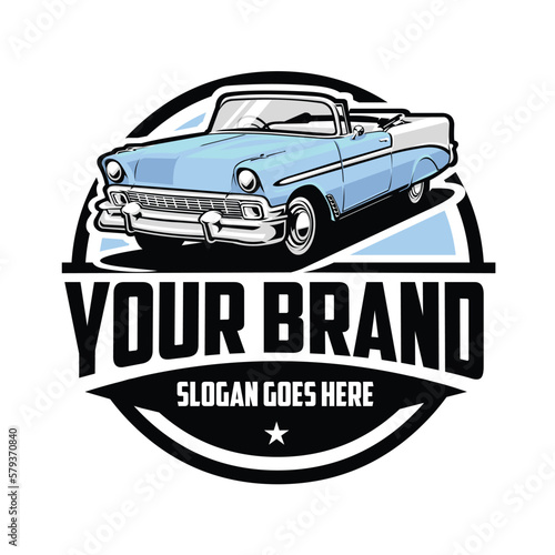 Premium Classic Car Circle Emblem Logo Design Vector Art. Ready Made Vintage Logo Design Template. Best for Classic Automotive Restoration Company