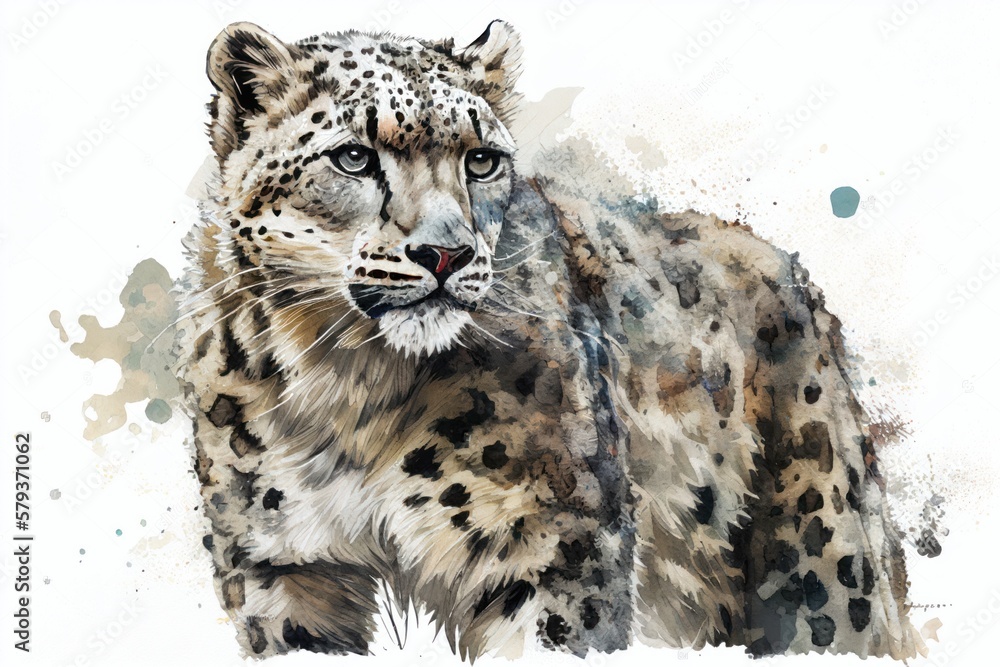 Naklejka premium leopard in the snow