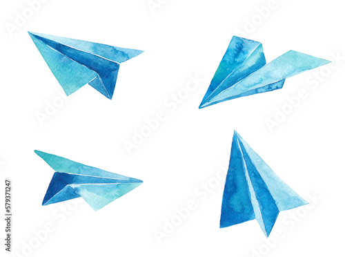  Paper airplane painted with watercolors