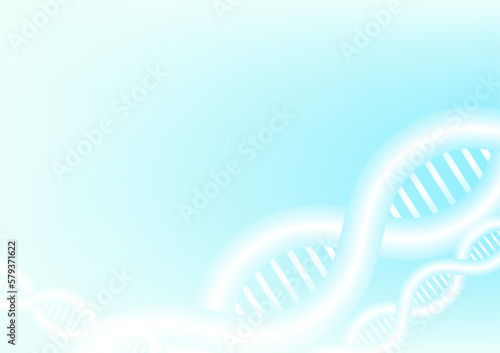 DNA molecule helix spiral on a light blue. Medical science, genetic biotechnology, chemistry biology, gene cell concept vector illustration or background.