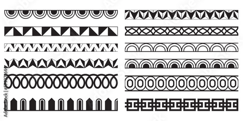 Decorative seamless abstract borders geometric design elements set - modular vector