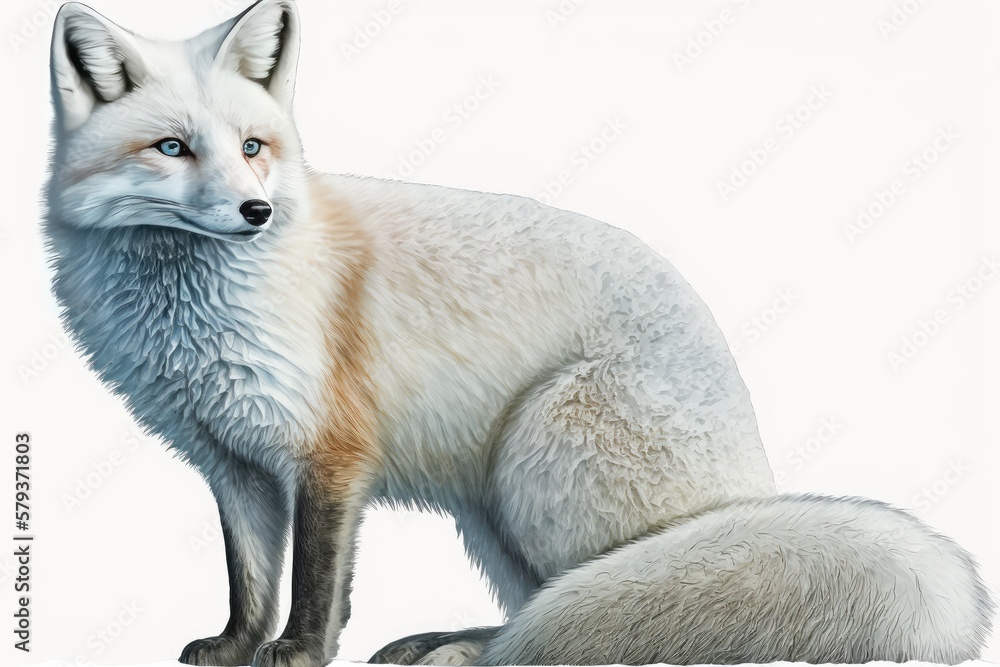 Fototapeta premium Arctic Fox watercolor Isolate on white background.