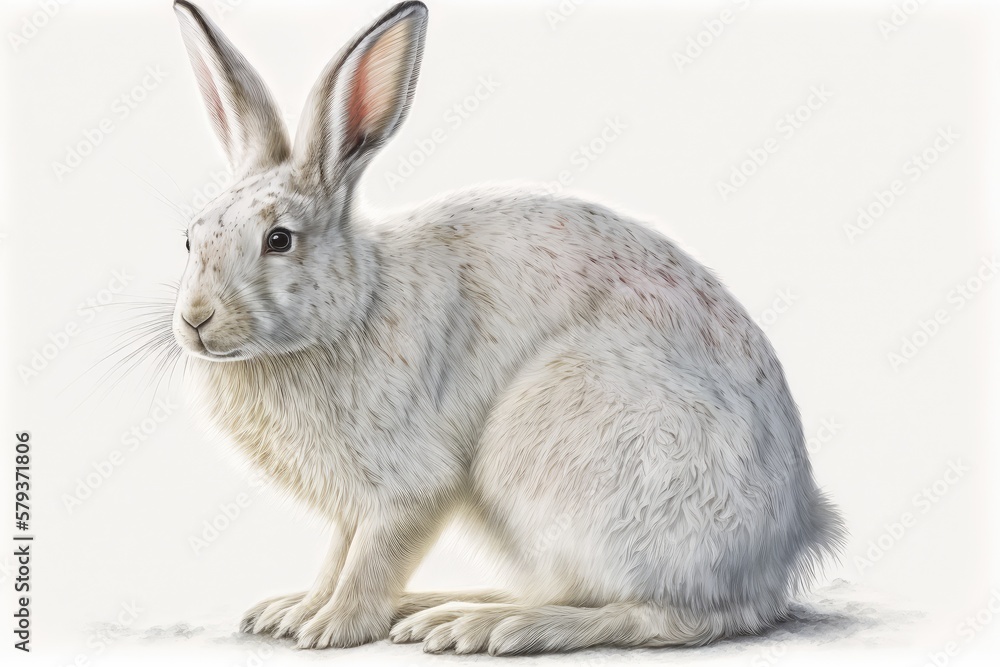 Obraz premium Arctic Hare watercolor Isolate on white background.