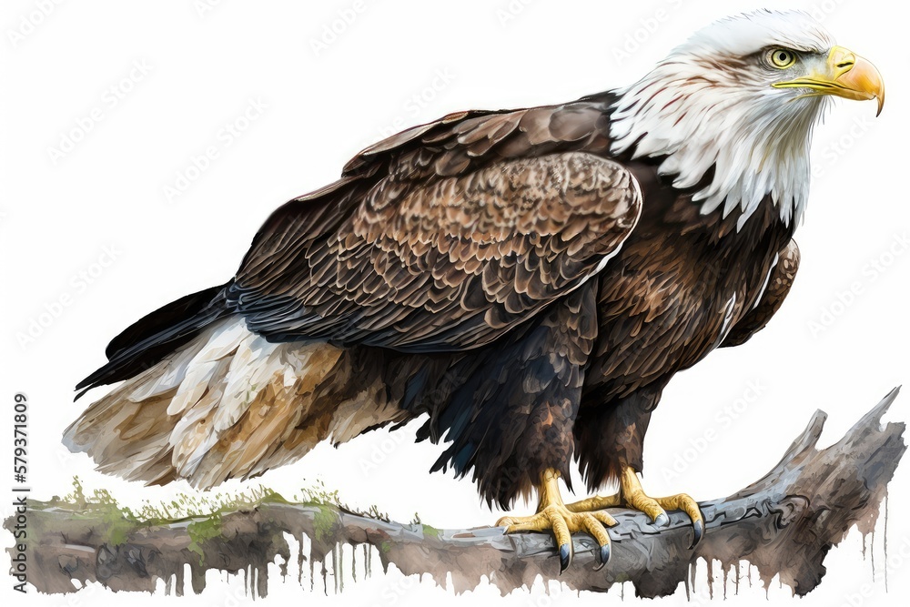 Obraz premium Bald Eagle Watercolor Isolate on white background.
