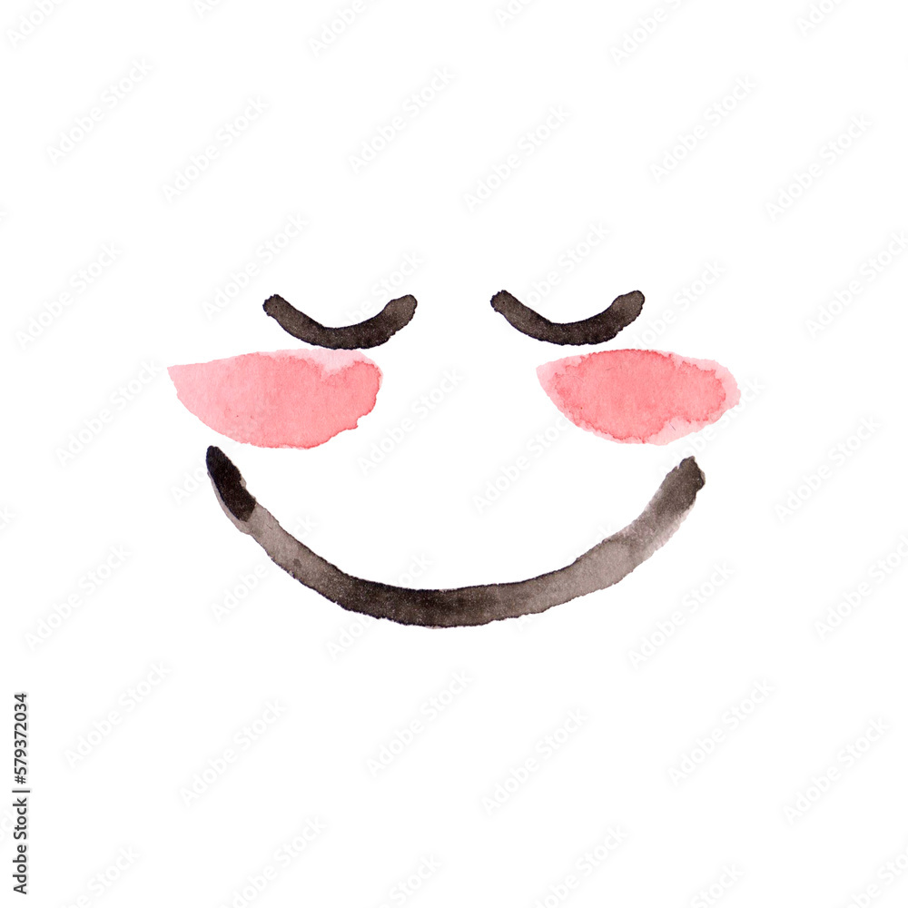 Smiling face, painted with watercolors - obrazy, fototapety, plakaty 