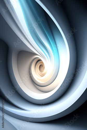 3d render of a spiral, AI generated colored abstract wavy illustration.