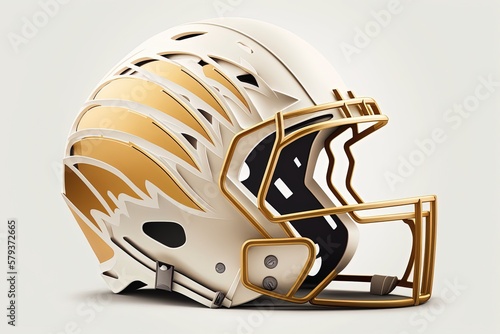 American football helmet illustration, sports concept, white background. Generative AI photo