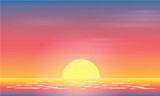 Colorful sunset beach background landscape.