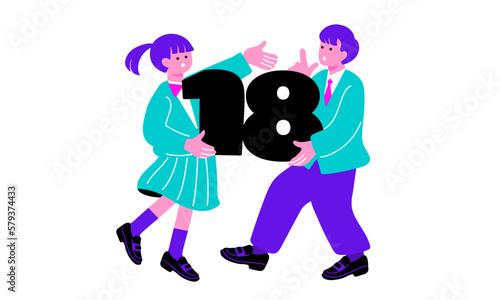 18歳の成人をイメージするイラスト
