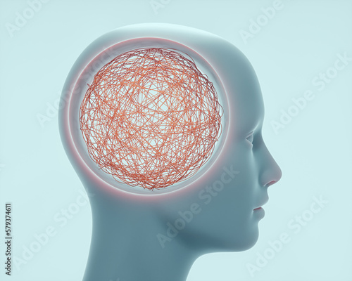 Human head profile made of ...