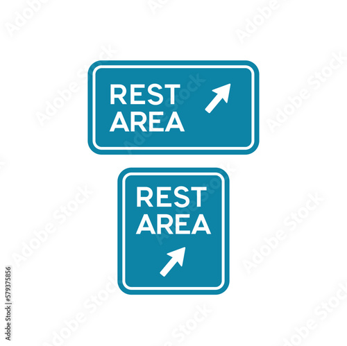 illustration of rest area, rest area road sign, vector art. photo