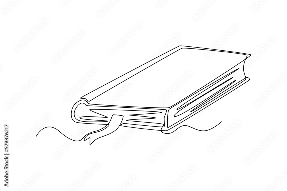Single one line drawing closed book. World book day concept. Continuous line draw design graphic vector illustration. Single one line drawing closed book. World book day concept. Continuous line draw design graphic vector illustration.