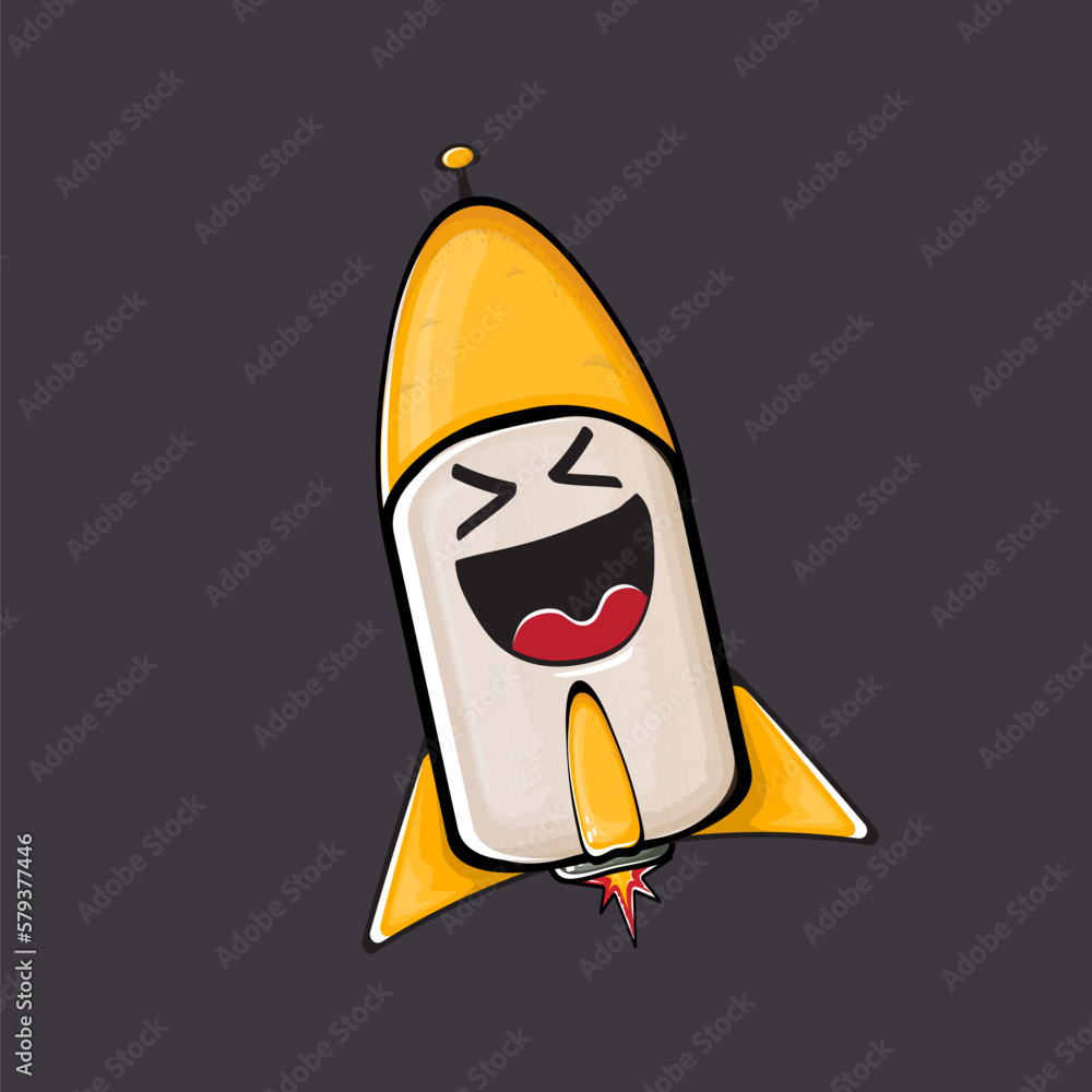 Rocket spaceship character. Cartoon space rocket isolated on space ...