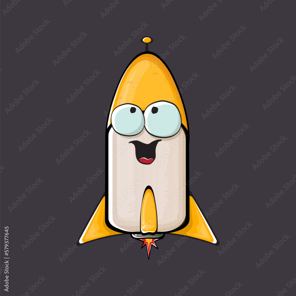 Rocket spaceship character. Cartoon space rocket isolated on space ...
