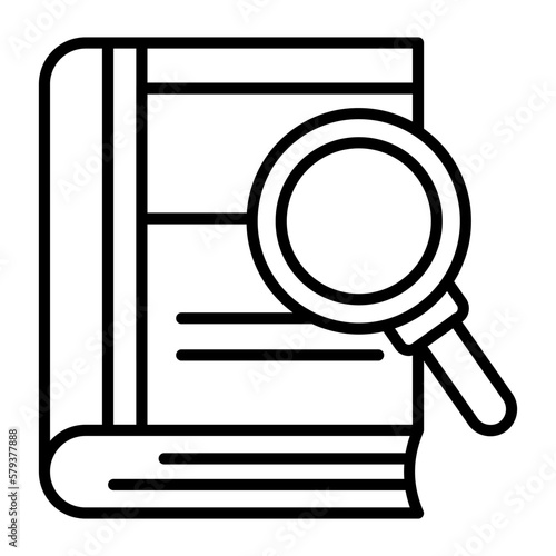 Magnifier with book, vector design of research book
