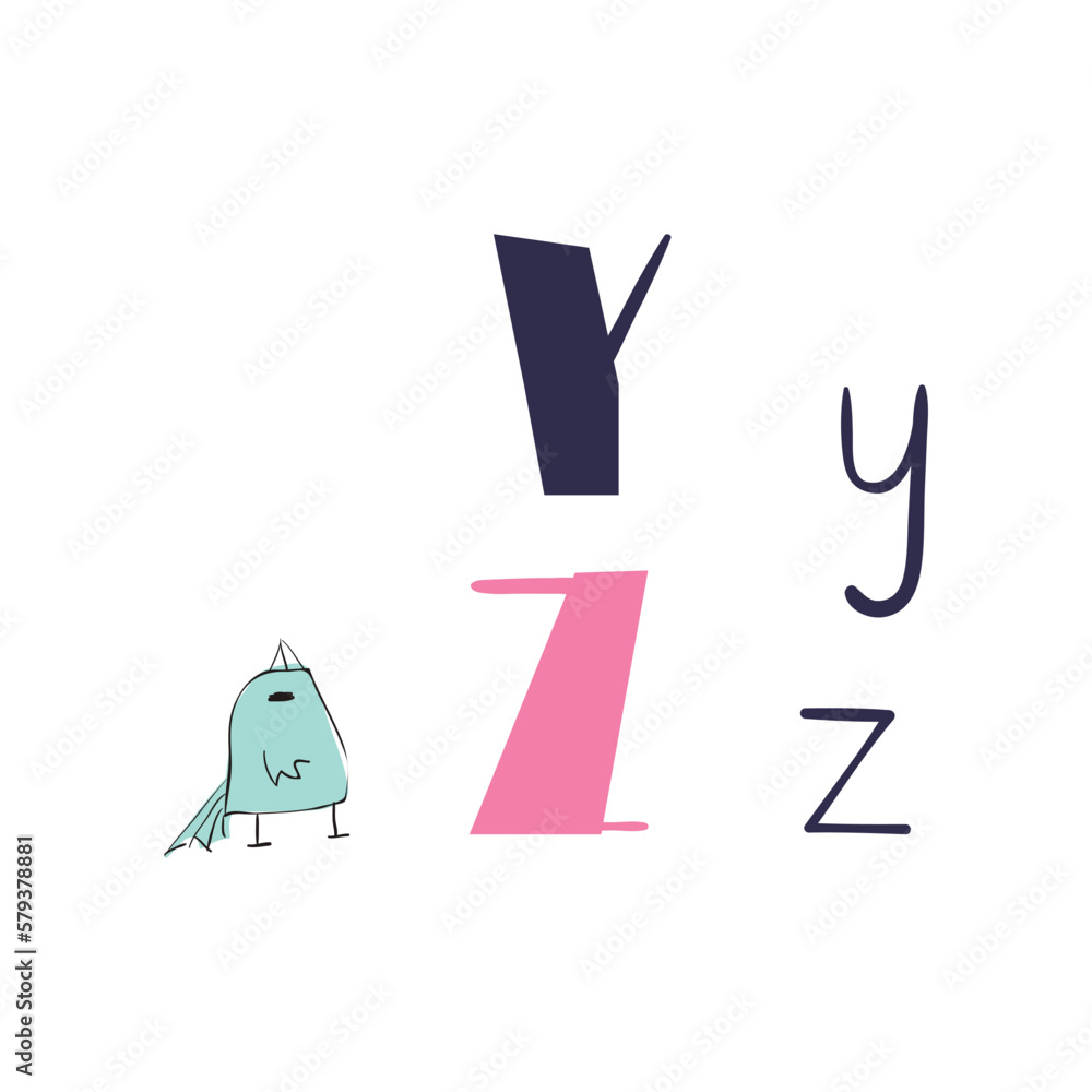 Fototapeta premium Hand drawn funny letters vector illustration