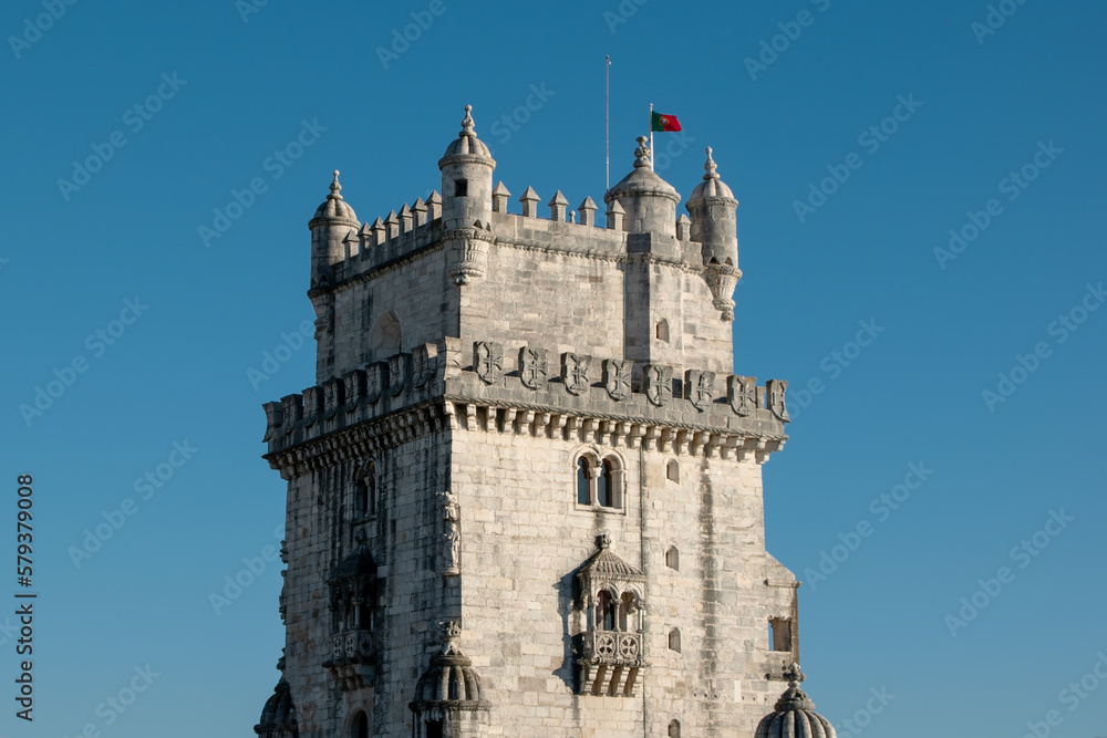 Tower of Belem at sunset, Lisbon, Portugal on the Tagus River Tower of Belem at sunset, Lisbon, Portugal on the Tagus River
