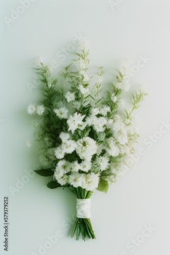 Bouquet of flowers on a light background. Retro composition. Floristry.Generative AI