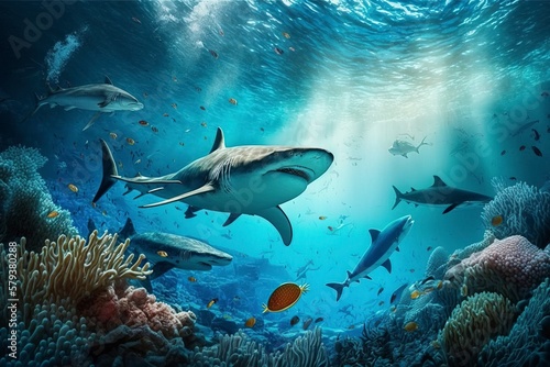 Beautiful underwater world. AI technology generated image. AI technology generated image © onlyyouqj
